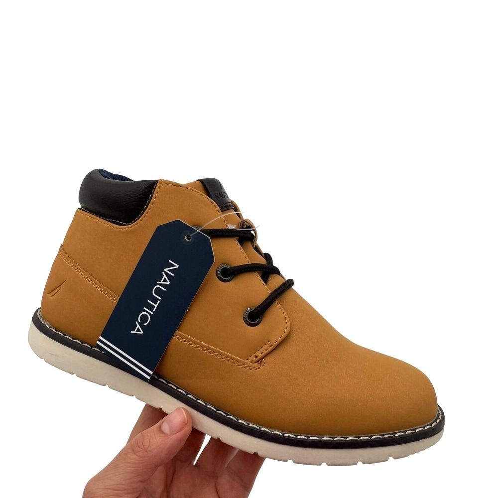 Nautica Youth Big Boys Vegan Leather Fashion Ankle Boots‎ Size 3 Wheat Brown
